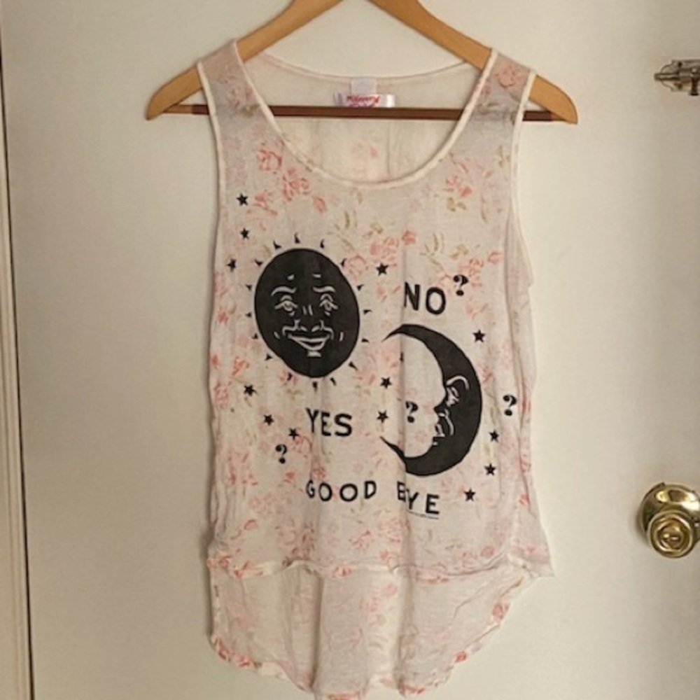 Rose, sun and moon tank top